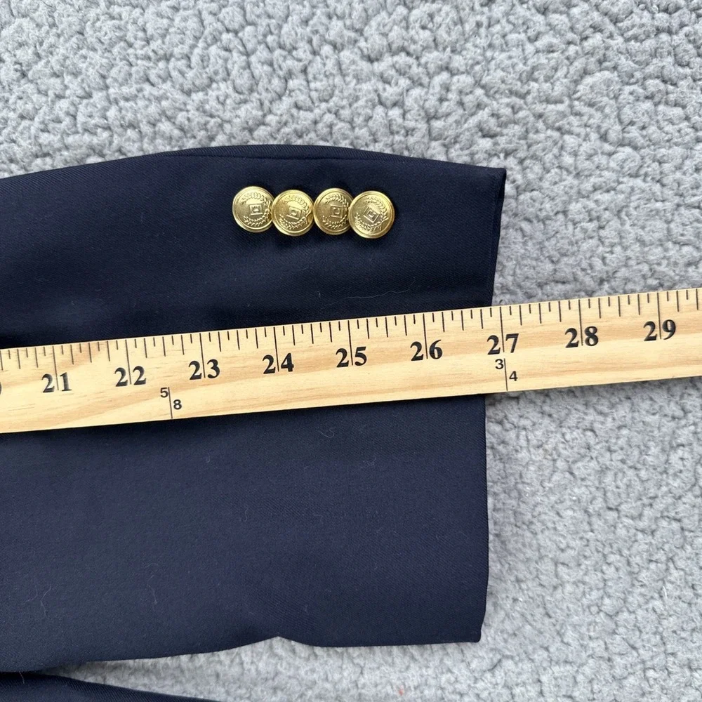 Chaps Gold Button Blazer Men 48L Navy Blue Wool Preppy Sport Coat Jacket